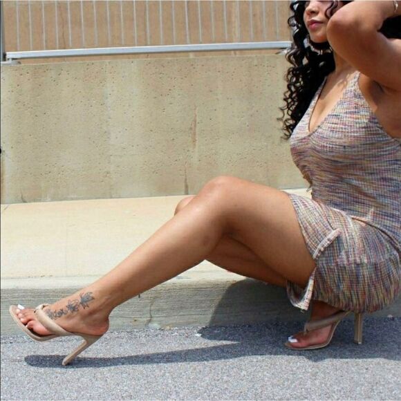 NudeDesigner inspired flip flop summer mule sandal - Picture 3 of 7